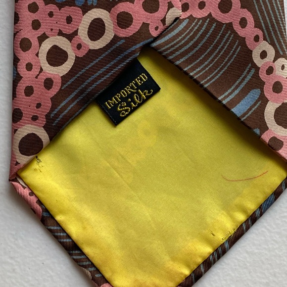 Vintage 70s Barneys New York Tie Abstract Geometric Retro WIDE Silk Tie Disco - Picture 8 of 10